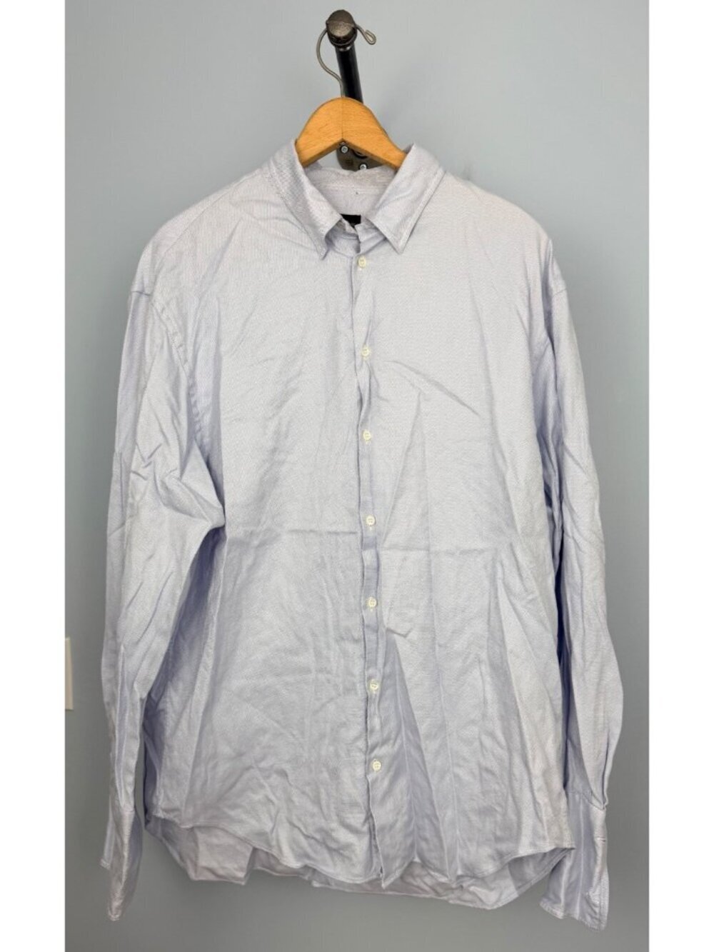 Giorgio Armani Black Label Mens 43/17 Blue Button-Down Shirt French Cuffs Italy